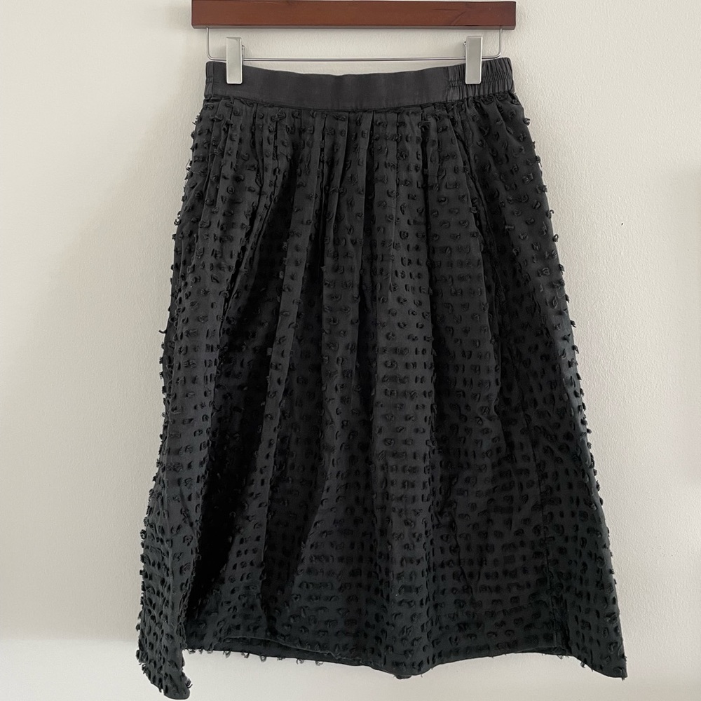 J. Crew Black Textured Midi Skirt